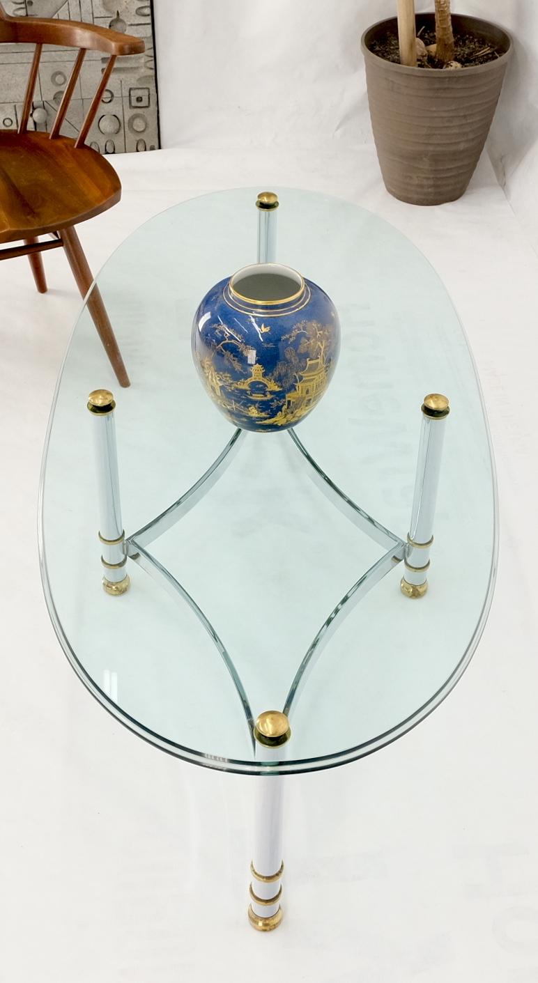 EstablishedLines Brass Chrome Thick 3/4" Glass Top Mid Century Modern Oval Coffee Center Table