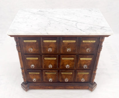 EstablishedLines Marble Top Drawers Burl Wood Decorative Cristal Balls Pulls Bachelor Chest MINT