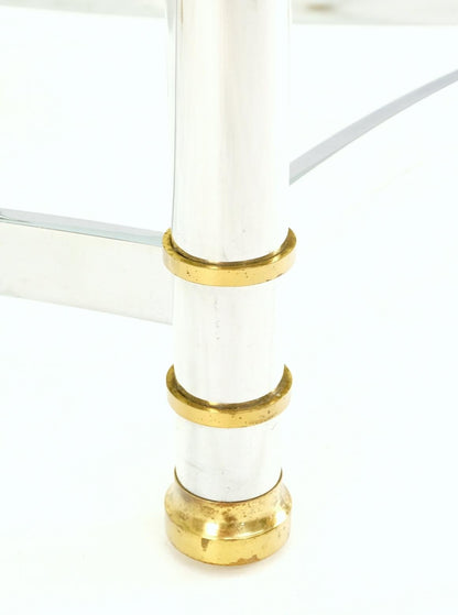 EstablishedLines Brass Chrome Thick 3/4" Glass Top Mid Century Modern Oval Coffee Center Table