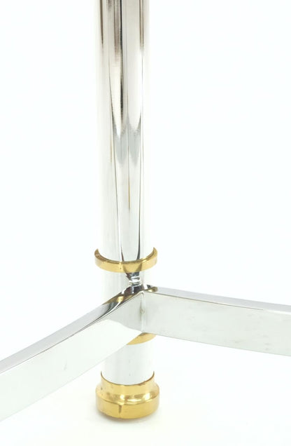 EstablishedLines Brass Chrome Thick 3/4" Glass Top Mid Century Modern Oval Coffee Center Table