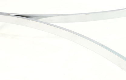 EstablishedLines Brass Chrome Thick 3/4" Glass Top Mid Century Modern Oval Coffee Center Table