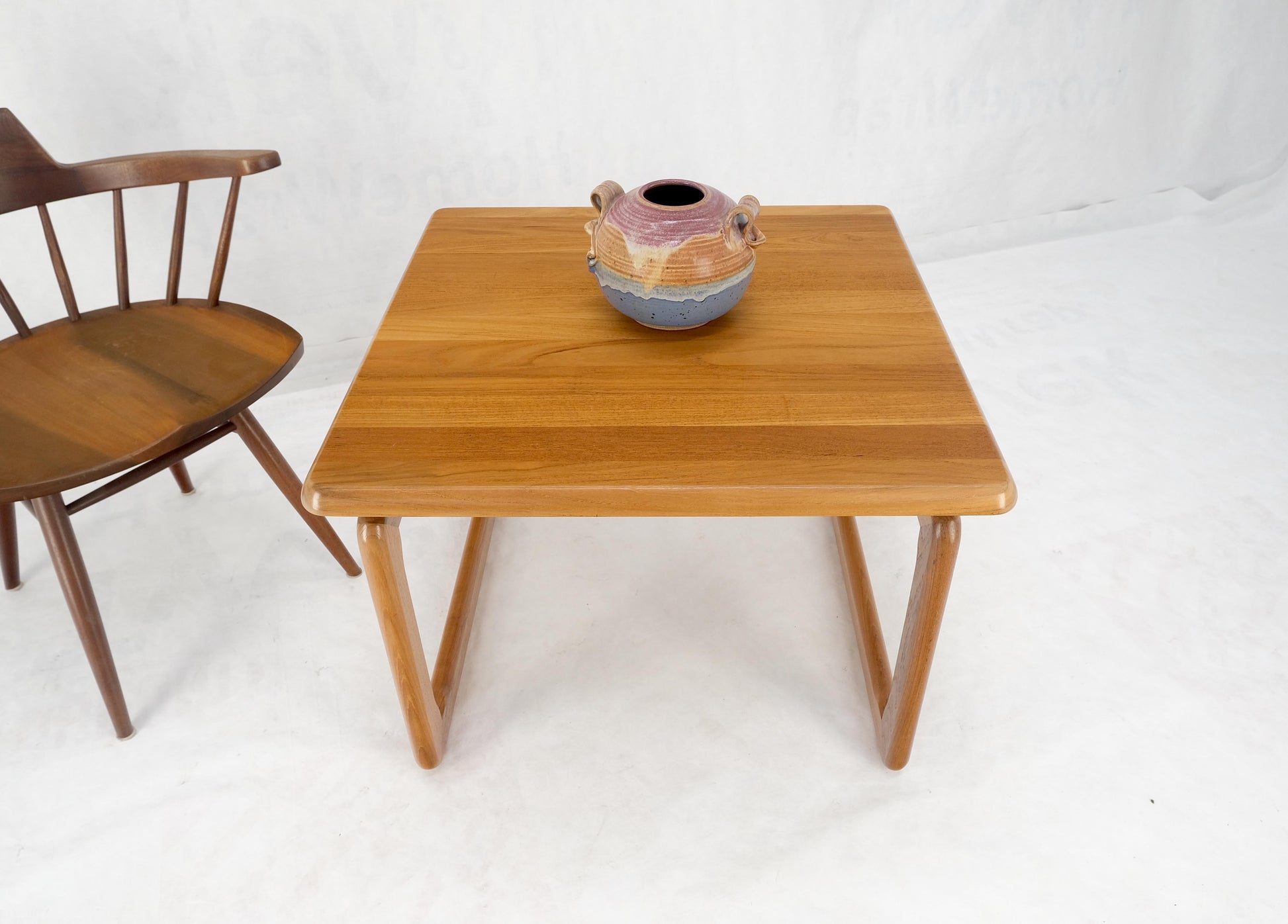 EstablishedLines Danish Mid Century Modern Solid Teak Top Square Side End Occasional Table MINT