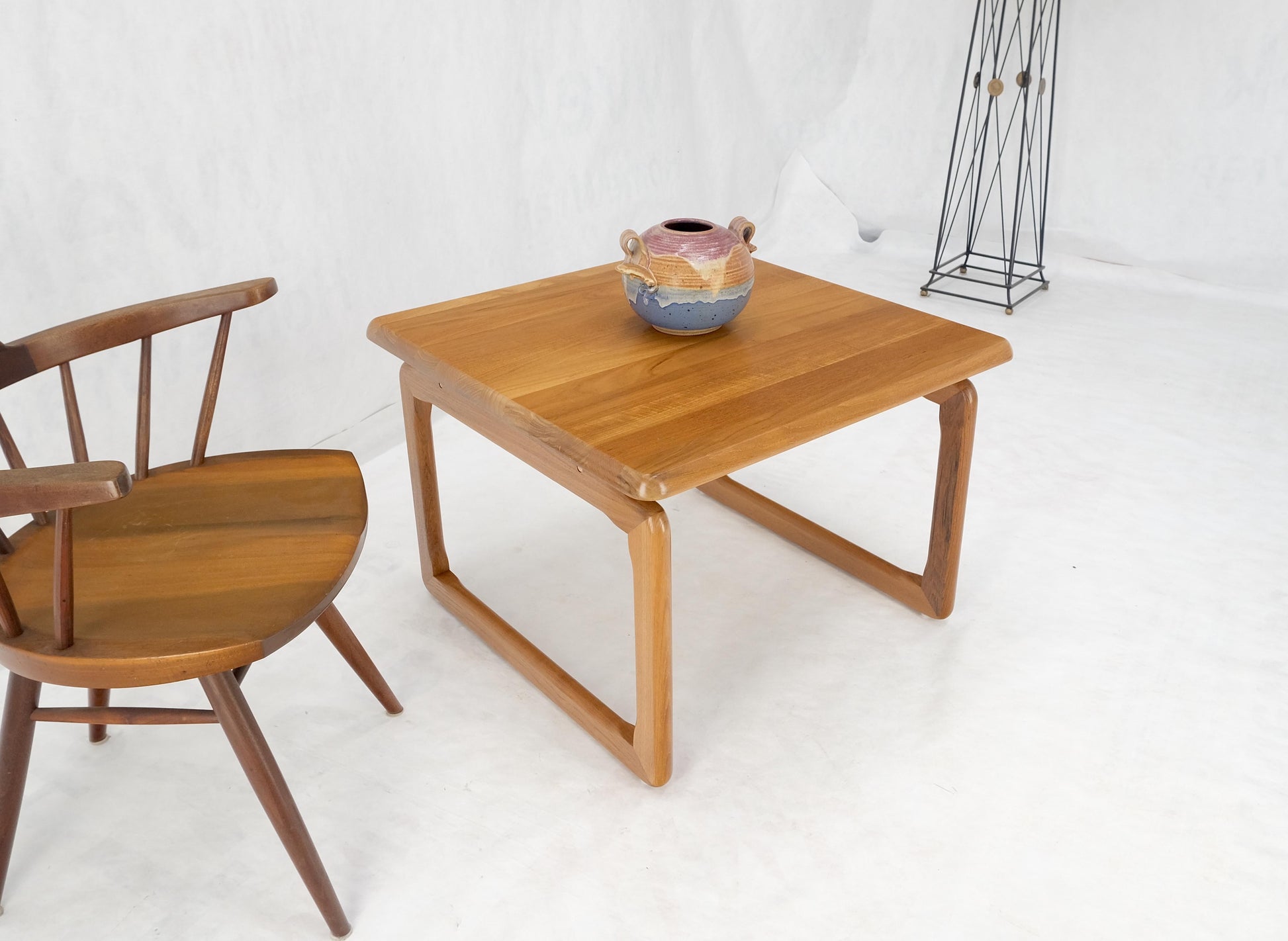 EstablishedLines Danish Mid Century Modern Solid Teak Top Square Side End Occasional Table MINT