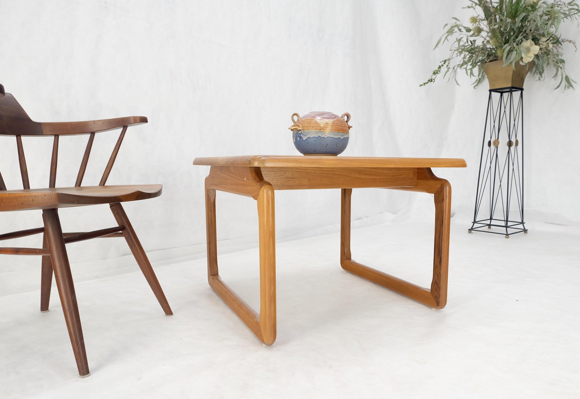 EstablishedLines Danish Mid Century Modern Solid Teak Top Square Side End Occasional Table MINT