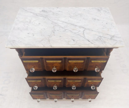 EstablishedLines Marble Top Drawers Burl Wood Decorative Cristal Balls Pulls Bachelor Chest MINT