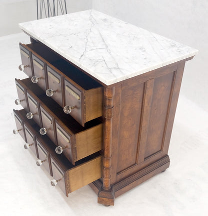 EstablishedLines Marble Top Drawers Burl Wood Decorative Cristal Balls Pulls Bachelor Chest MINT
