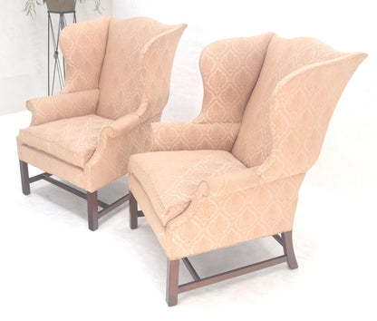 EstablishedLines Pair of Kittinger Style Tall Wingback Chairs Mint Frames as is Upholstery