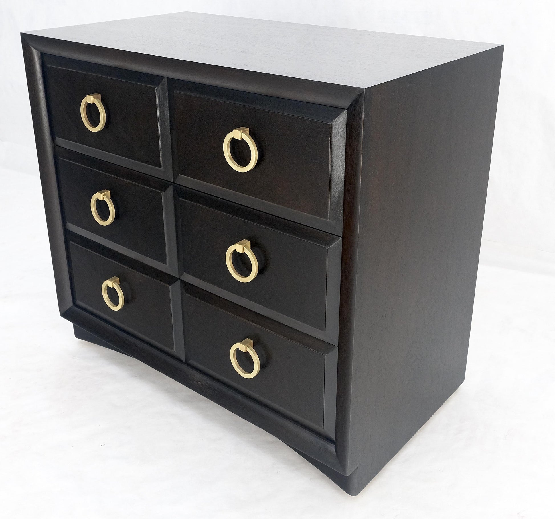 EstablishedLines Ebonized Walnut Large Gold Rings Drop Pulls 3 Drawer Bachelor Chest MINT!