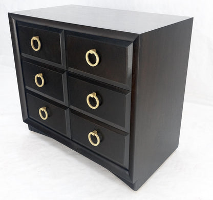 EstablishedLines Ebonized Walnut Large Gold Rings Drop Pulls 3 Drawer Bachelor Chest MINT!