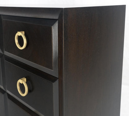 EstablishedLines Ebonized Walnut Large Gold Rings Drop Pulls 3 Drawer Bachelor Chest MINT!