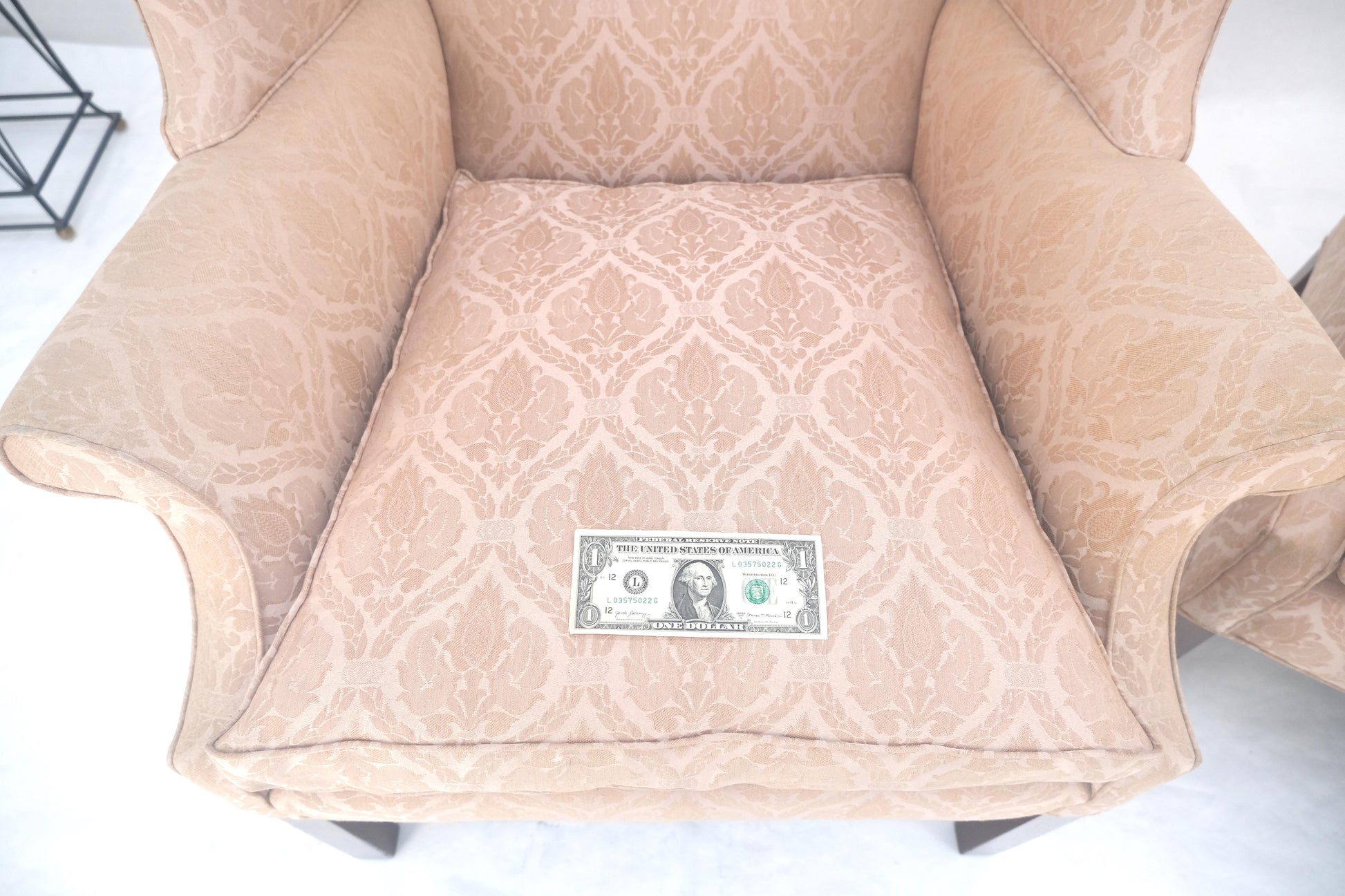 EstablishedLines Pair of Kittinger Style Tall Wingback Chairs Mint Frames as is Upholstery