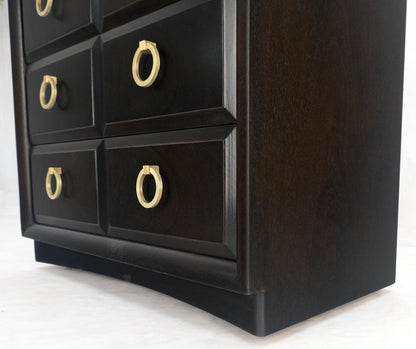 EstablishedLines Ebonized Walnut Large Gold Rings Drop Pulls 3 Drawer Bachelor Chest MINT!