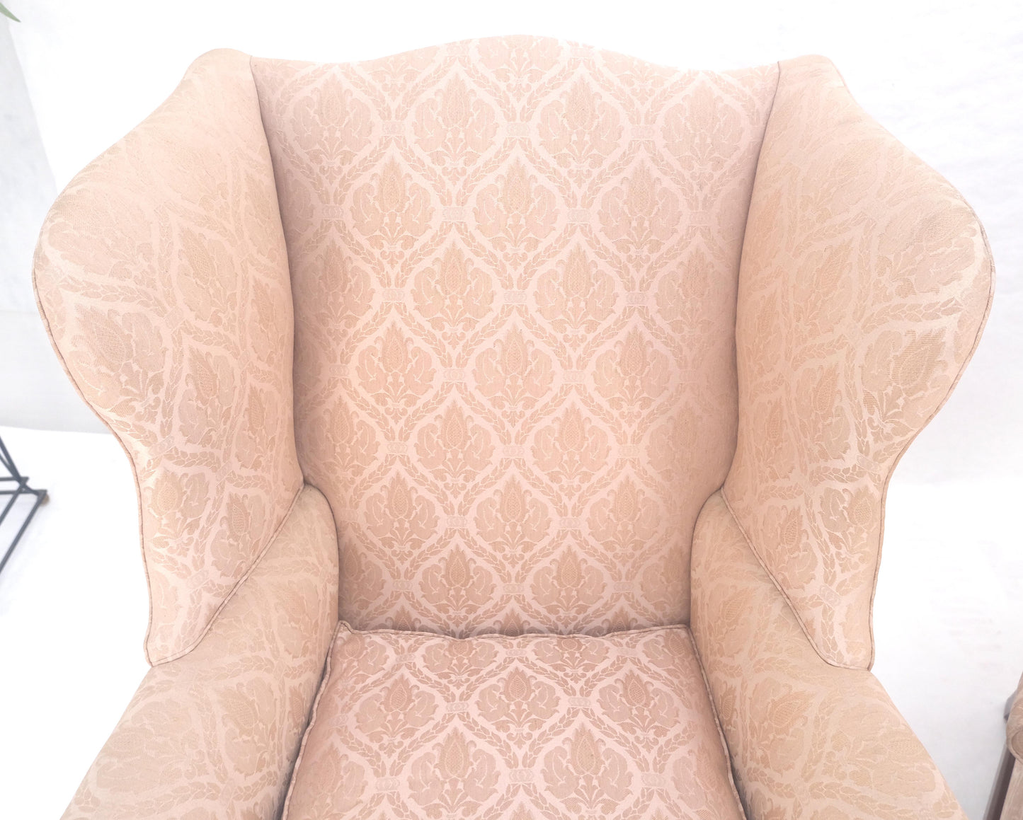 EstablishedLines Pair of Kittinger Style Tall Wingback Chairs Mint Frames as is Upholstery