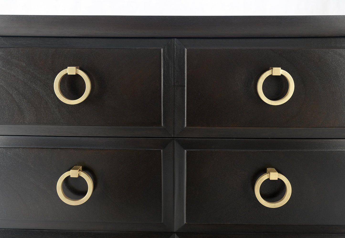 EstablishedLines Ebonized Walnut Large Gold Rings Drop Pulls 3 Drawer Bachelor Chest MINT!