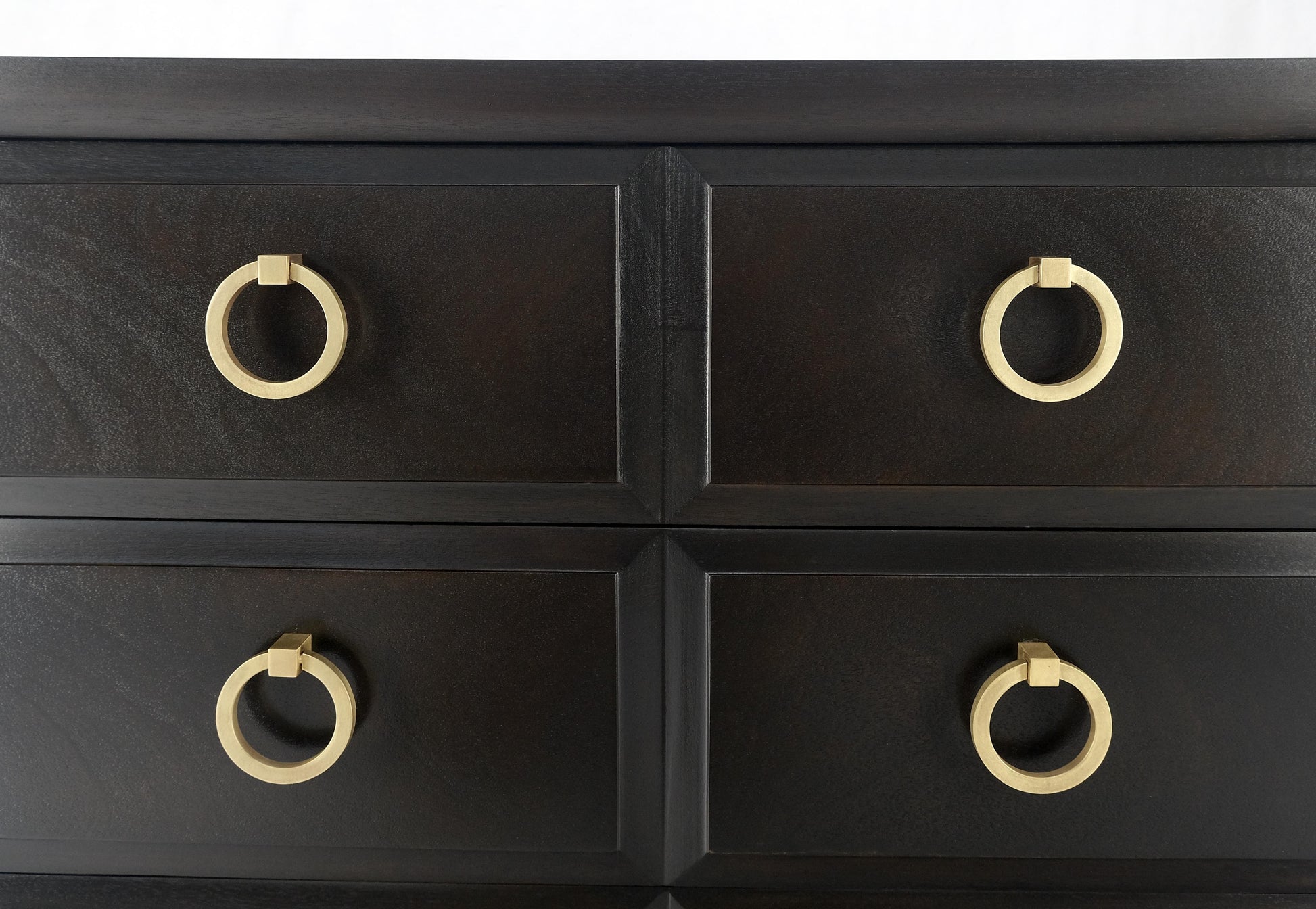 EstablishedLines Ebonized Walnut Large Gold Rings Drop Pulls 3 Drawer Bachelor Chest MINT!