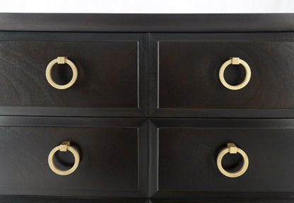 EstablishedLines Ebonized Walnut Large Gold Rings Drop Pulls 3 Drawer Bachelor Chest MINT!