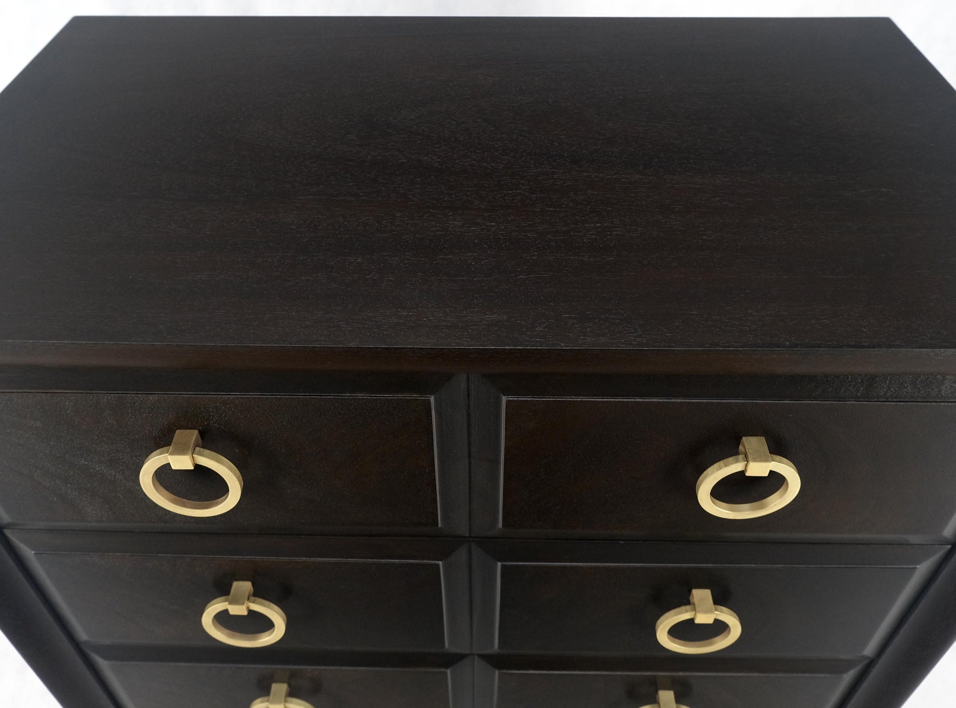 EstablishedLines Ebonized Walnut Large Gold Rings Drop Pulls 3 Drawer Bachelor Chest MINT!