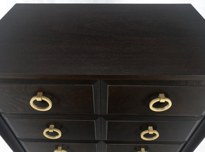 EstablishedLines Ebonized Walnut Large Gold Rings Drop Pulls 3 Drawer Bachelor Chest MINT!