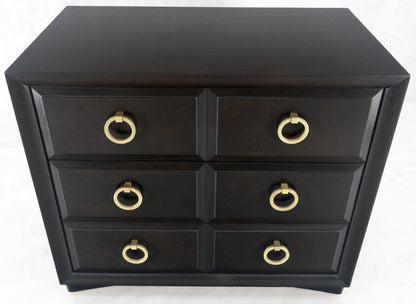 EstablishedLines Ebonized Walnut Large Gold Rings Drop Pulls 3 Drawer Bachelor Chest MINT!