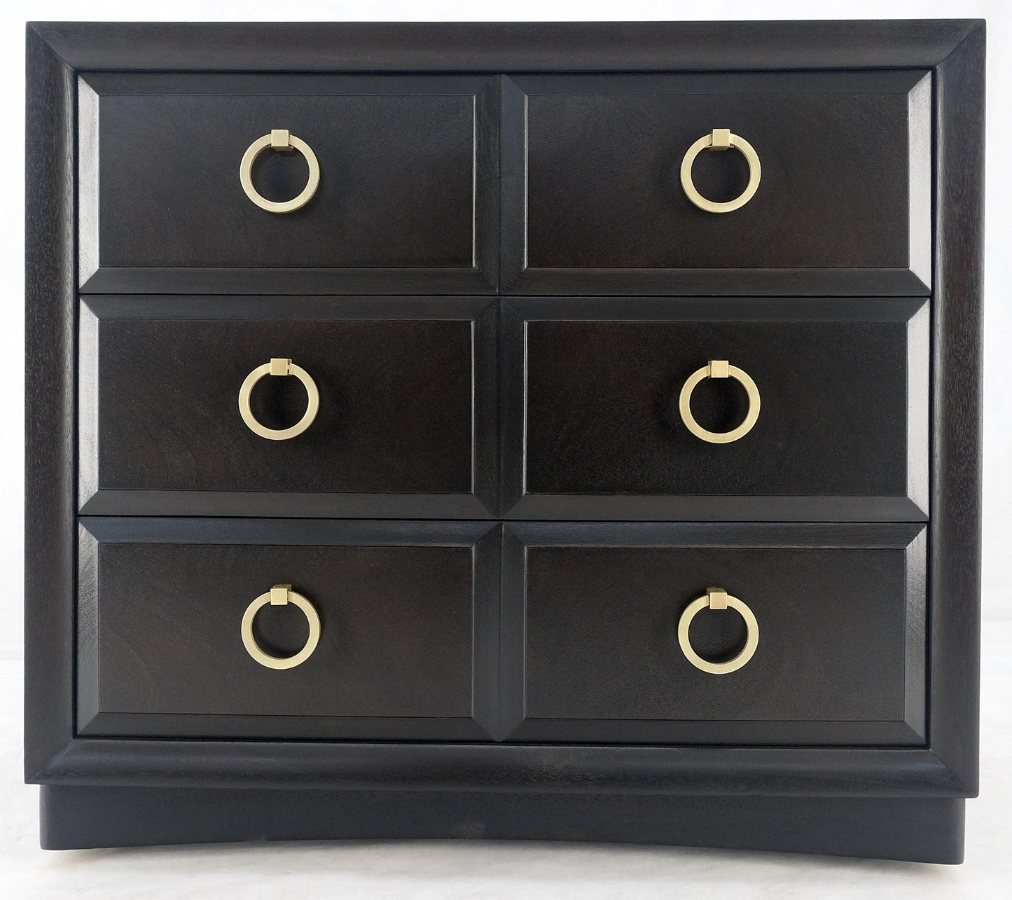 EstablishedLines Ebonized Walnut Large Gold Rings Drop Pulls 3 Drawer Bachelor Chest MINT!