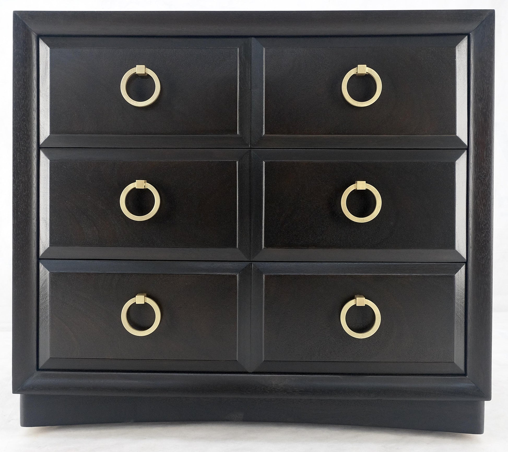 EstablishedLines Ebonized Walnut Large Gold Rings Drop Pulls 3 Drawer Bachelor Chest MINT!