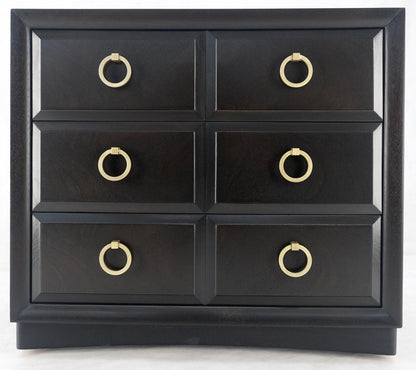EstablishedLines Ebonized Walnut Large Gold Rings Drop Pulls 3 Drawer Bachelor Chest MINT!