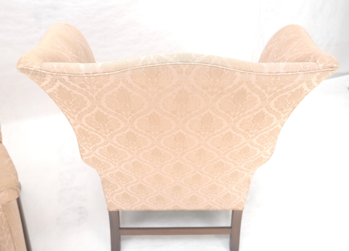 EstablishedLines Pair of Kittinger Style Tall Wingback Chairs Mint Frames as is Upholstery