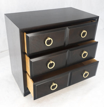 EstablishedLines Ebonized Walnut Large Gold Rings Drop Pulls 3 Drawer Bachelor Chest MINT!