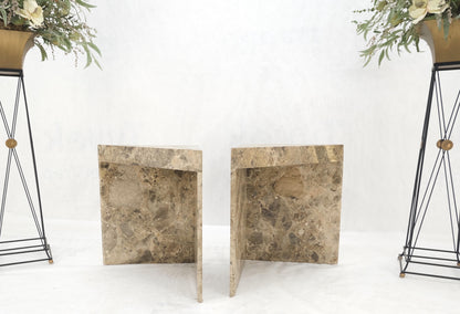 EstablishedLines Pair Midcentury Marble Onyx Triangle Shape End Side Tables Night Stands Mint!