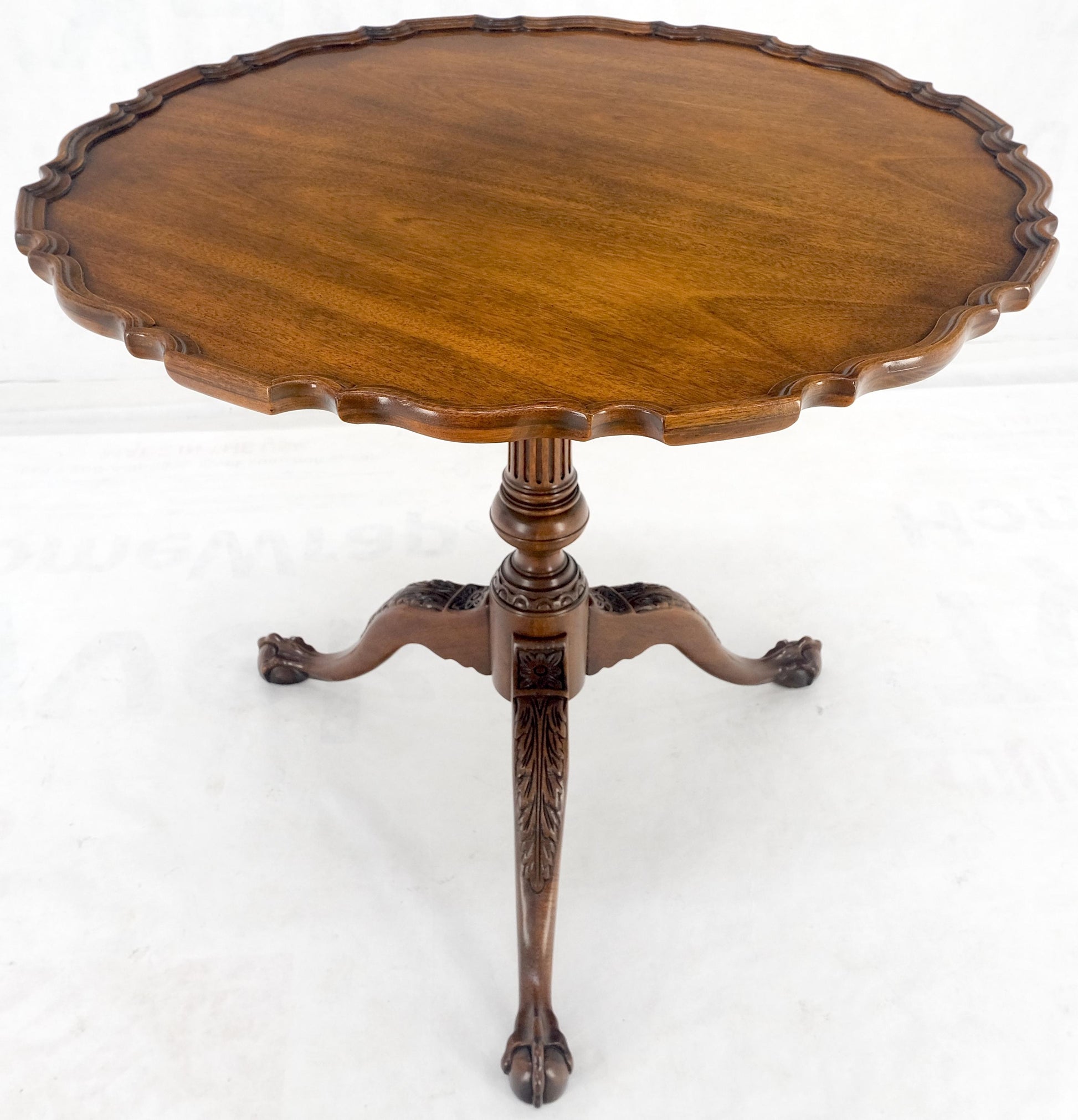 EstablishedLines Baker Pie Crust Tilt Top Carved Mahogany Ball & Claw Breakfast Table MINT