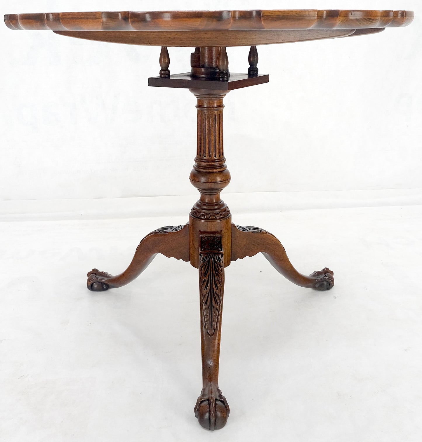 EstablishedLines Baker Pie Crust Tilt Top Carved Mahogany Ball & Claw Breakfast Table MINT