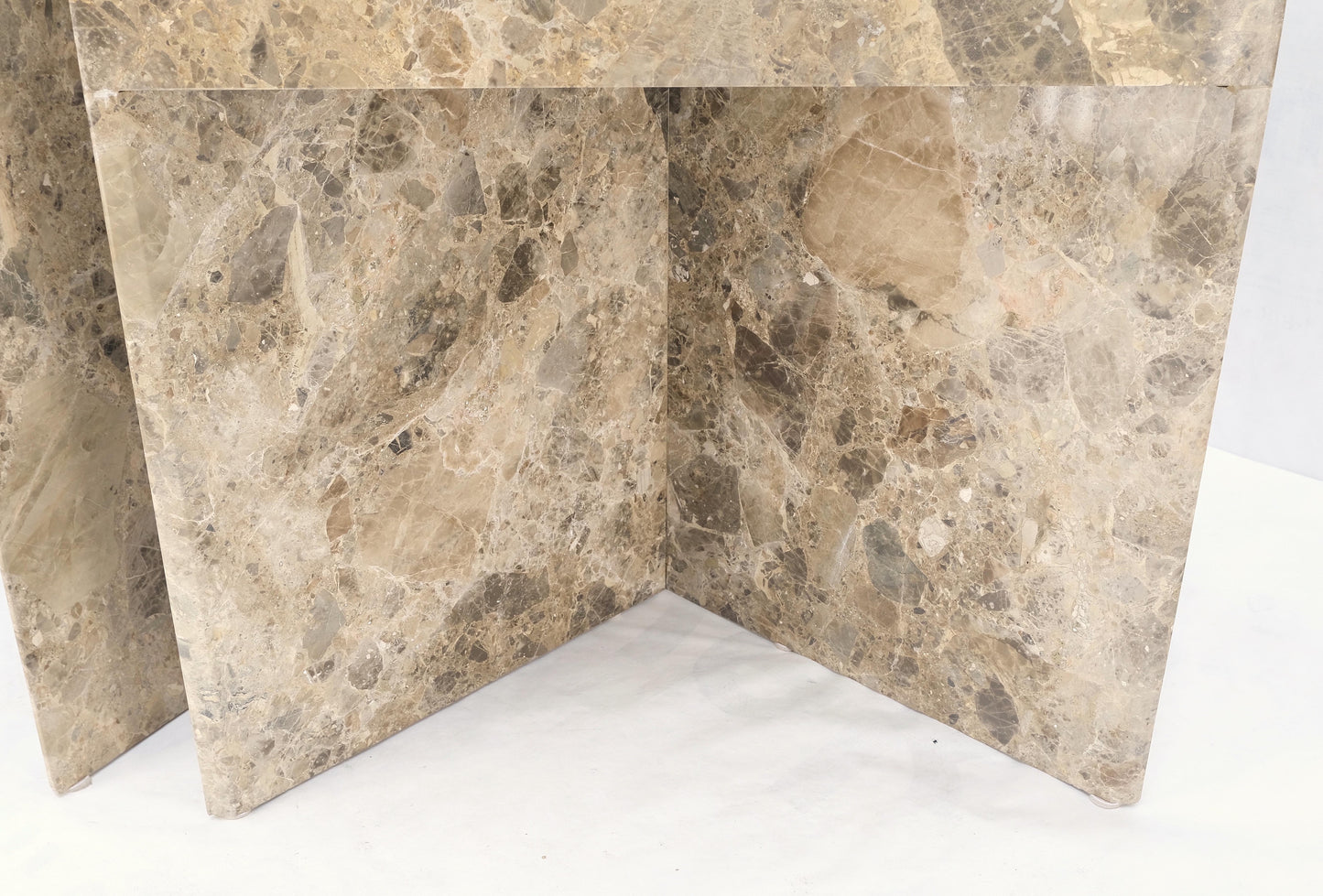 EstablishedLines Pair Midcentury Marble Onyx Triangle Shape End Side Tables Night Stands Mint!