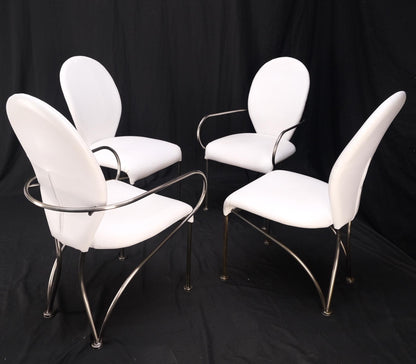 EstablishedLines Set of 4 Mid-Century Modern Dining Chairs DIA White Upholstery MINT!
