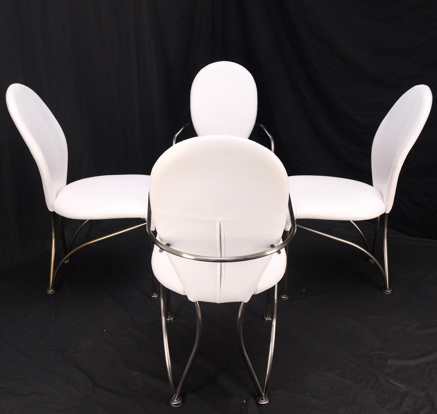 EstablishedLines Set of 4 Mid-Century Modern Dining Chairs DIA White Upholstery MINT!
