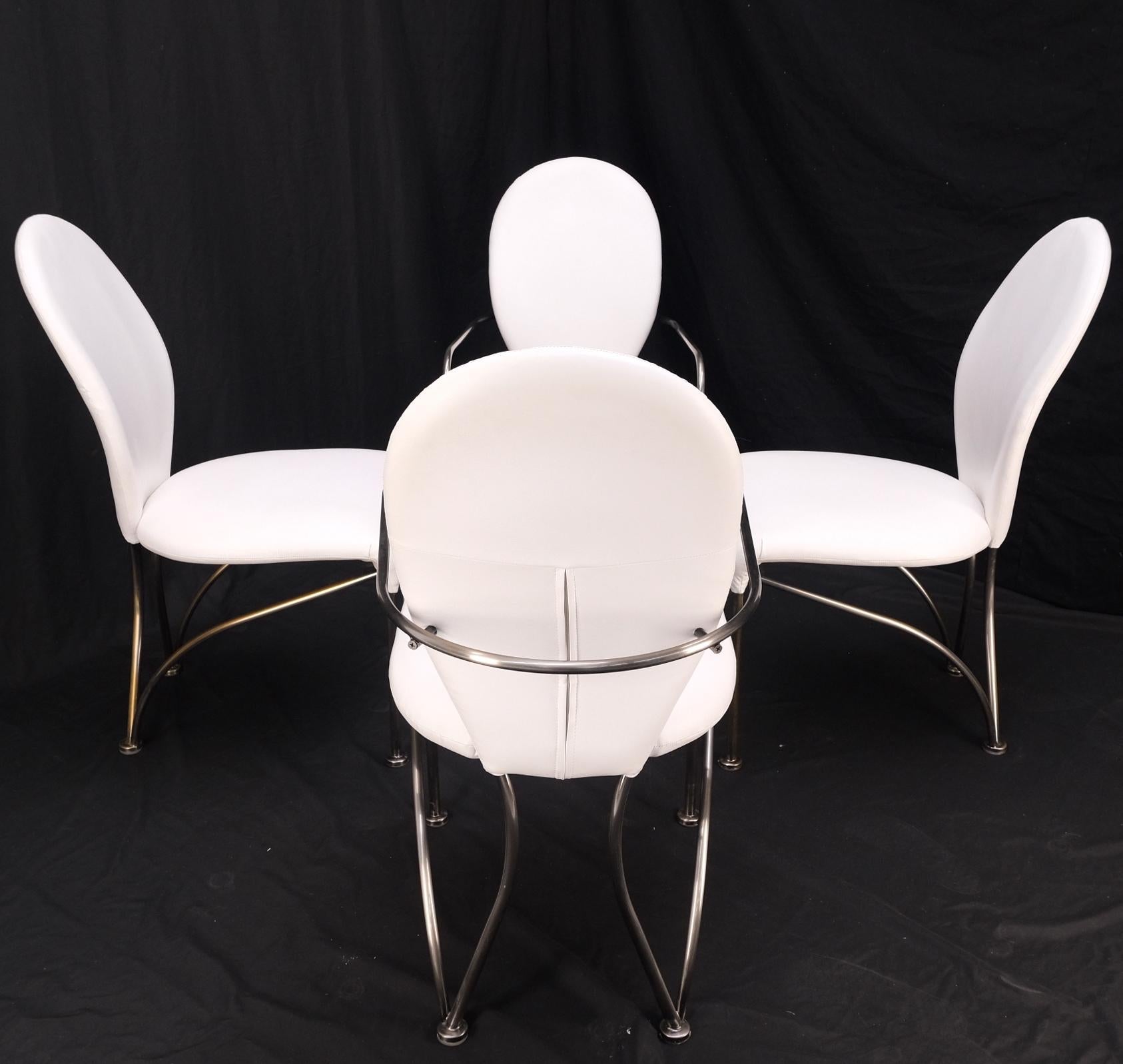 EstablishedLines Set of 4 Mid-Century Modern Dining Chairs DIA White Upholstery MINT!