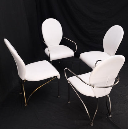 EstablishedLines Set of 4 Mid-Century Modern Dining Chairs DIA White Upholstery MINT!