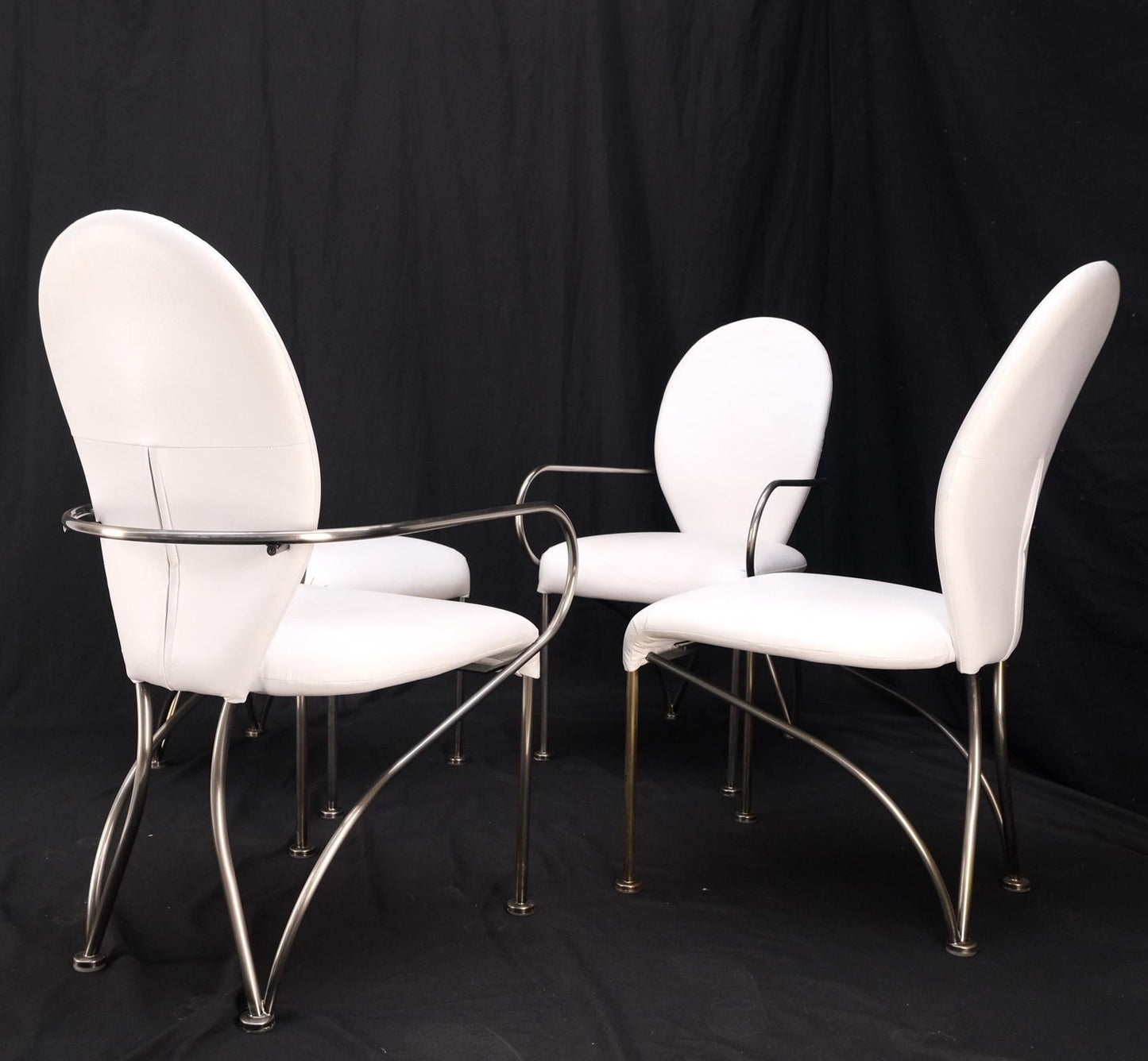 EstablishedLines Set of 4 Mid-Century Modern Dining Chairs DIA White Upholstery MINT!