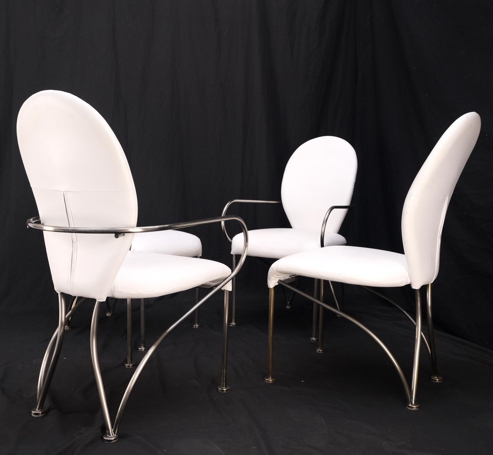 EstablishedLines Set of 4 Mid-Century Modern Dining Chairs DIA White Upholstery MINT!