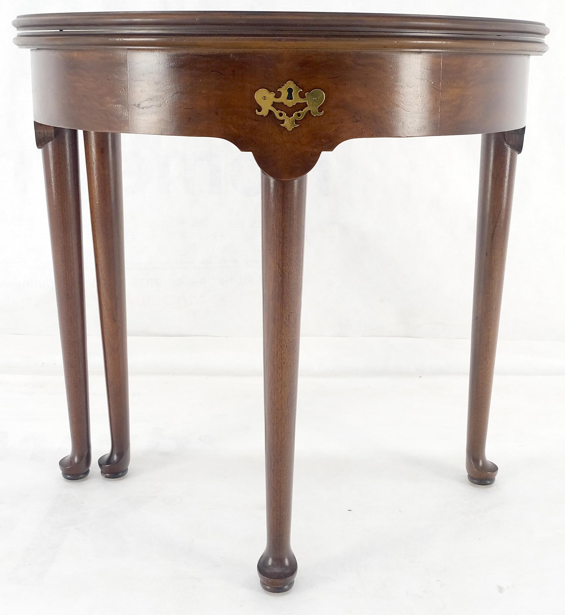EstablishedLines Henredon Demilune Flip Top Burl Walnut Top Console Sofa Occasional Table MINT