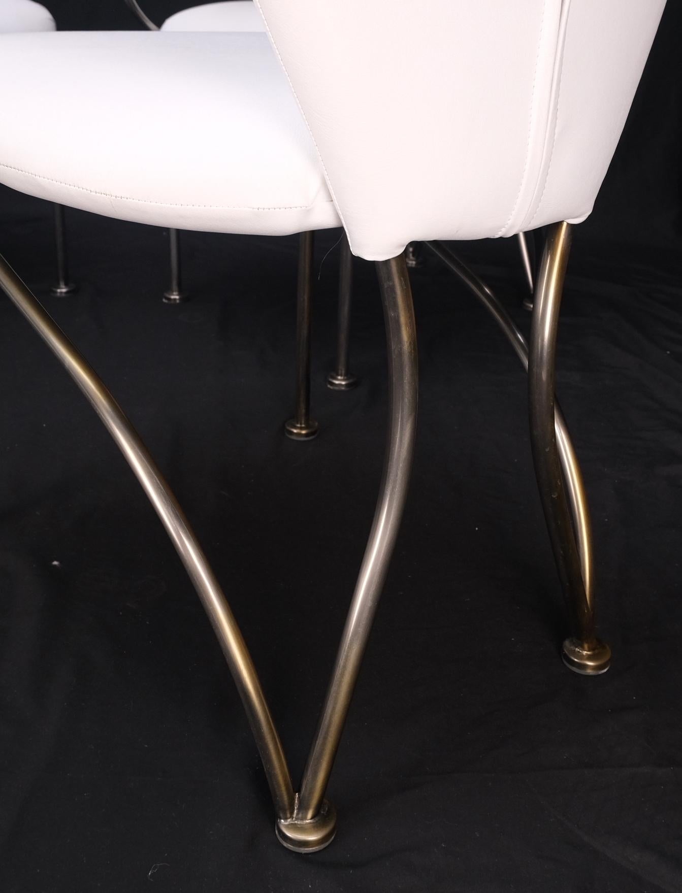 EstablishedLines Set of 4 Mid-Century Modern Dining Chairs DIA White Upholstery MINT!