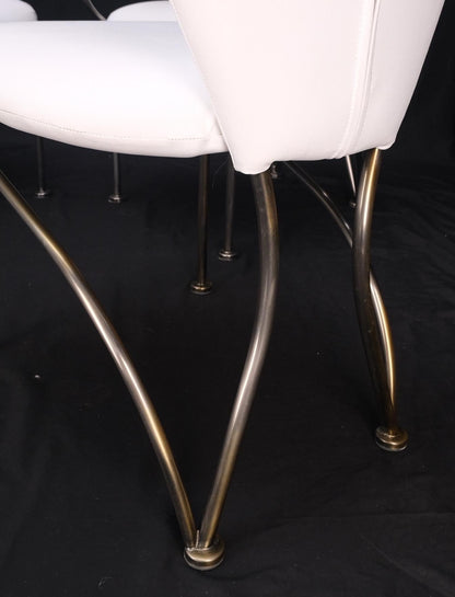 EstablishedLines Set of 4 Mid-Century Modern Dining Chairs DIA White Upholstery MINT!
