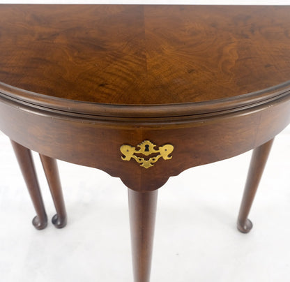 EstablishedLines Henredon Demilune Flip Top Burl Walnut Top Console Sofa Occasional Table MINT