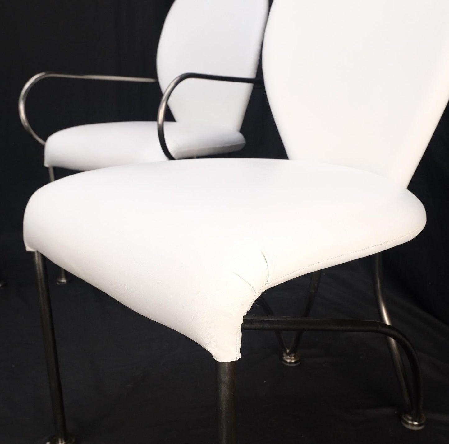 EstablishedLines Set of 4 Mid-Century Modern Dining Chairs DIA White Upholstery MINT!