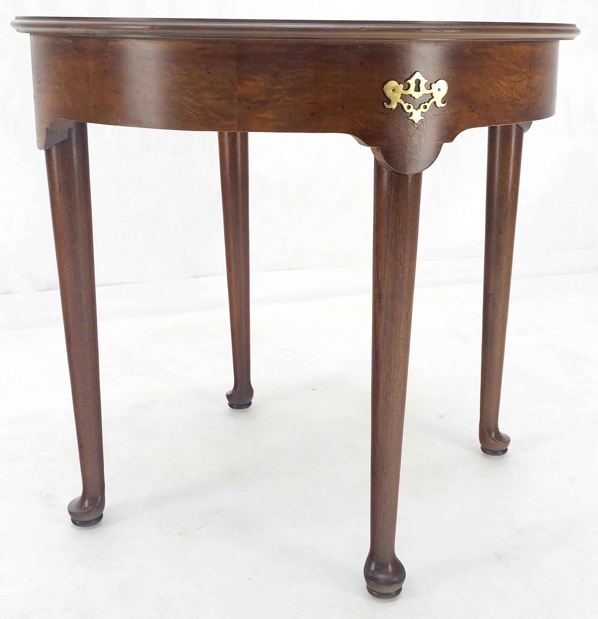 EstablishedLines Henredon Demilune Flip Top Burl Walnut Top Console Sofa Occasional Table MINT