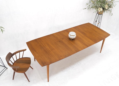 Light Walnut American Mid-Century Modern Boat Shape Dining Table 3 Leaves Mint!