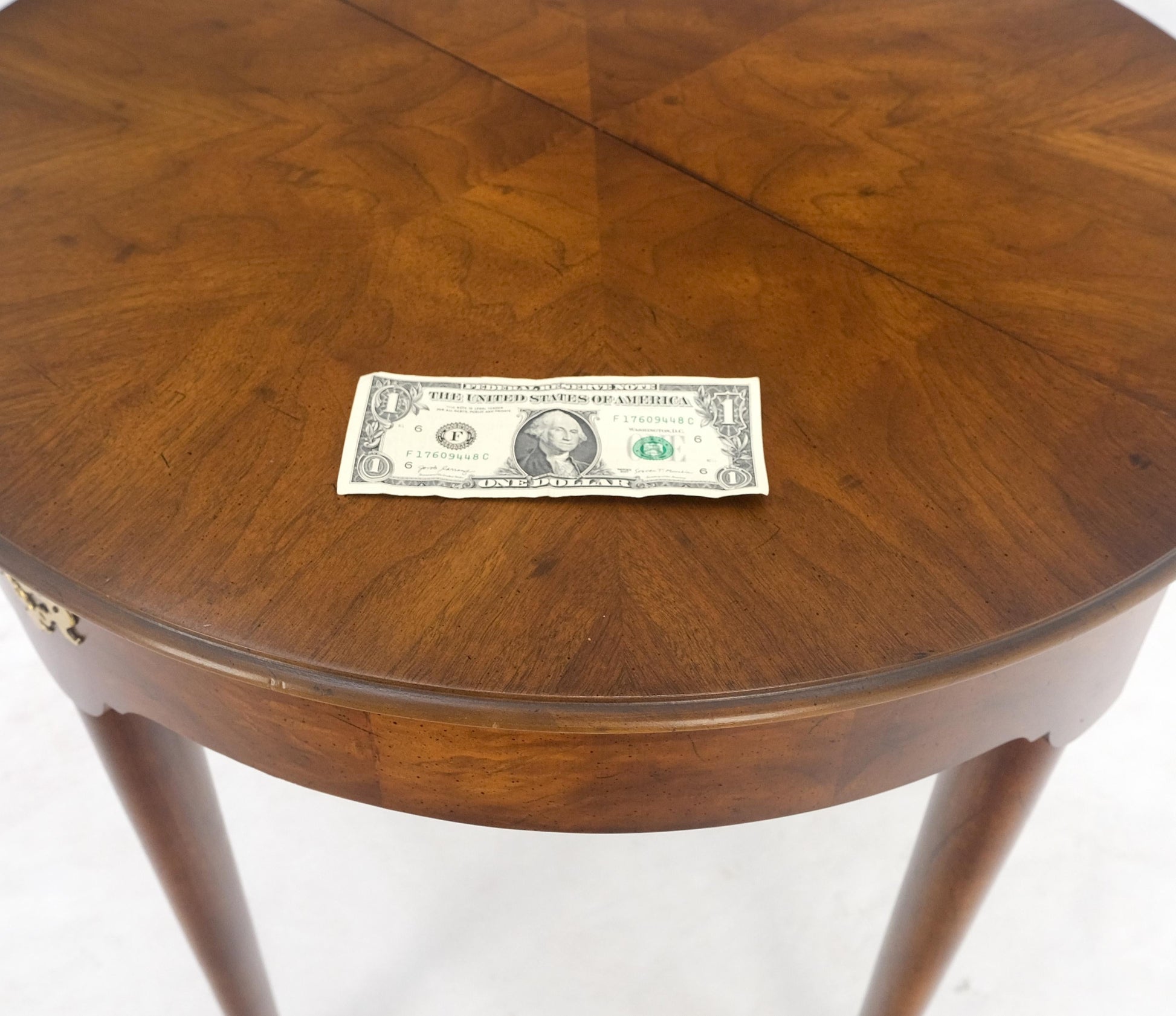 EstablishedLines Henredon Demilune Flip Top Burl Walnut Top Console Sofa Occasional Table MINT