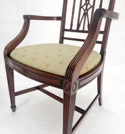 EstablishedLines Pair of Very Fine Carved Mahogany Open Arm Faux Bamboo Arrows Armchairs MINT