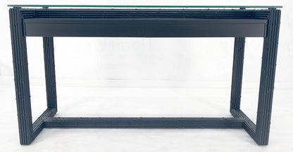 EstablishedLines Ebonized Faux Bamboo Reed Two Door Glass Top Console Sofa Table MINT!