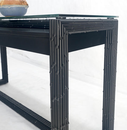 EstablishedLines Ebonized Faux Bamboo Reed Two Door Glass Top Console Sofa Table MINT!