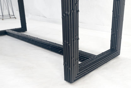 EstablishedLines Ebonized Faux Bamboo Reed Two Door Glass Top Console Sofa Table MINT!